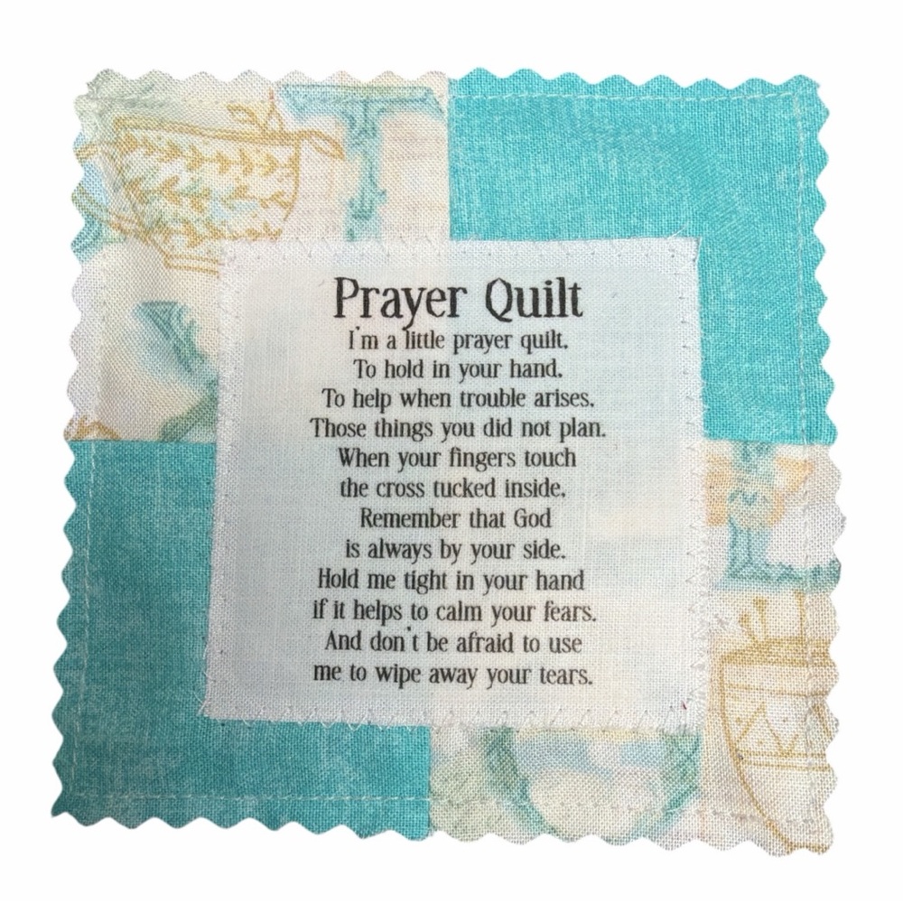 Handcrafted Prayer Quilt Set of 2 with Uplifting Prayer and Wooden Cross Inside - Picture 11 of 15